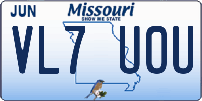 MO license plate VL7U0U