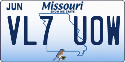 MO license plate VL7U0W