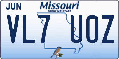 MO license plate VL7U0Z