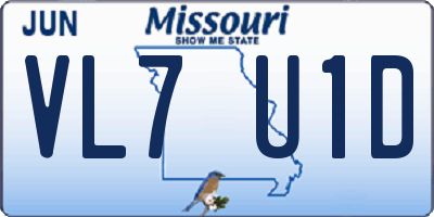 MO license plate VL7U1D