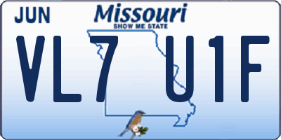 MO license plate VL7U1F