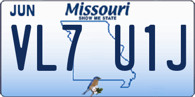 MO license plate VL7U1J
