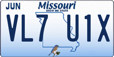 MO license plate VL7U1X