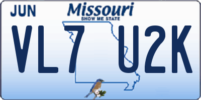 MO license plate VL7U2K