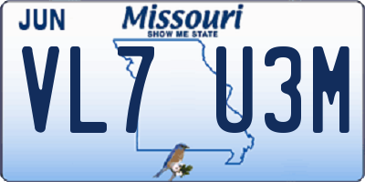 MO license plate VL7U3M