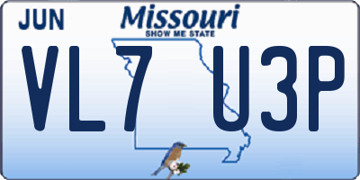 MO license plate VL7U3P