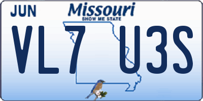 MO license plate VL7U3S