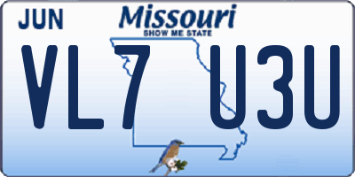 MO license plate VL7U3U