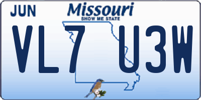 MO license plate VL7U3W