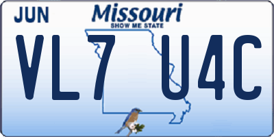 MO license plate VL7U4C