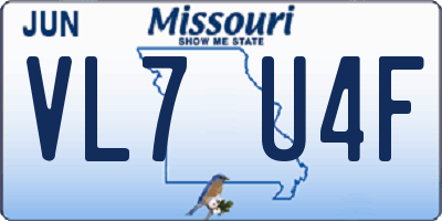 MO license plate VL7U4F