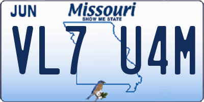 MO license plate VL7U4M