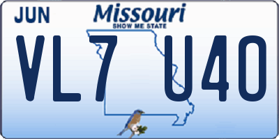MO license plate VL7U4O
