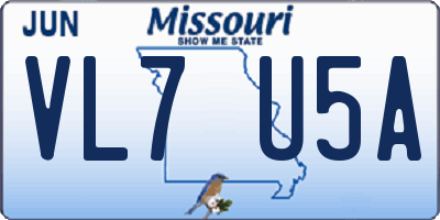 MO license plate VL7U5A