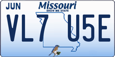 MO license plate VL7U5E