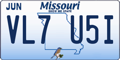 MO license plate VL7U5I
