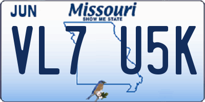 MO license plate VL7U5K