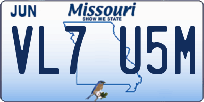 MO license plate VL7U5M