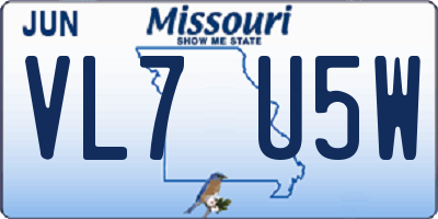 MO license plate VL7U5W