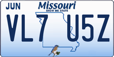 MO license plate VL7U5Z