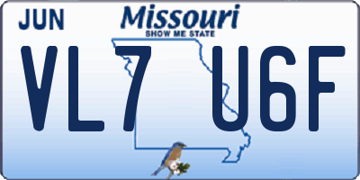 MO license plate VL7U6F