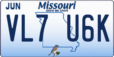 MO license plate VL7U6K