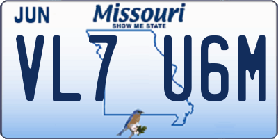 MO license plate VL7U6M