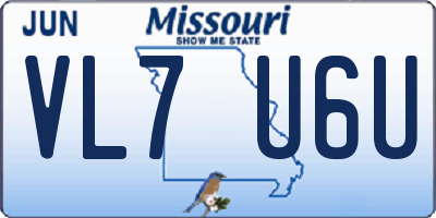 MO license plate VL7U6U