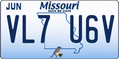 MO license plate VL7U6V