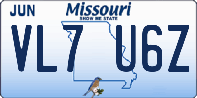 MO license plate VL7U6Z