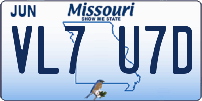 MO license plate VL7U7D
