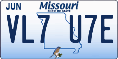 MO license plate VL7U7E
