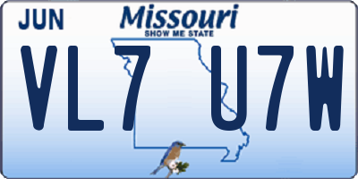 MO license plate VL7U7W