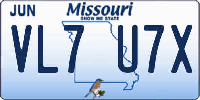 MO license plate VL7U7X