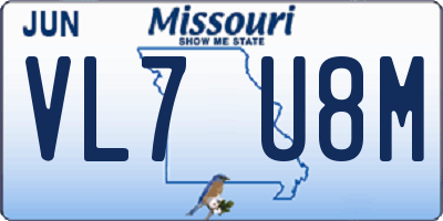 MO license plate VL7U8M