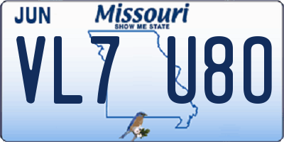 MO license plate VL7U8O