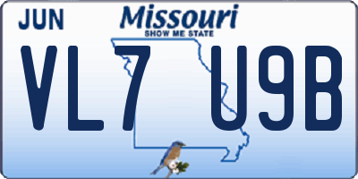 MO license plate VL7U9B