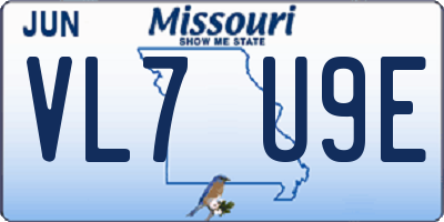 MO license plate VL7U9E
