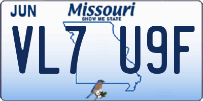 MO license plate VL7U9F