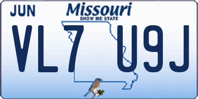 MO license plate VL7U9J