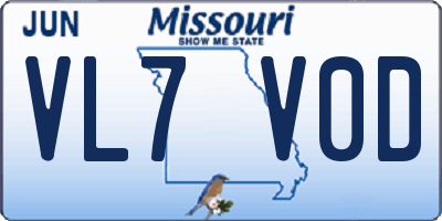 MO license plate VL7V0D