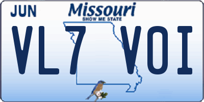 MO license plate VL7V0I