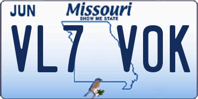 MO license plate VL7V0K
