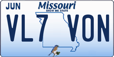 MO license plate VL7V0N