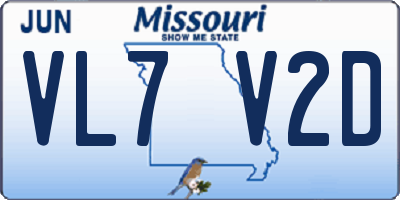 MO license plate VL7V2D