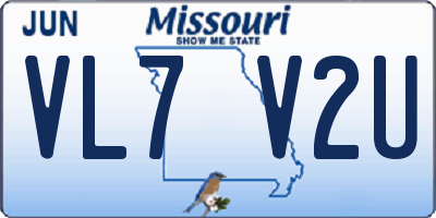 MO license plate VL7V2U