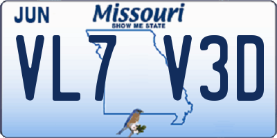 MO license plate VL7V3D