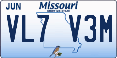 MO license plate VL7V3M