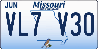 MO license plate VL7V3O