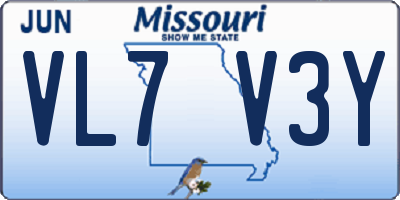 MO license plate VL7V3Y